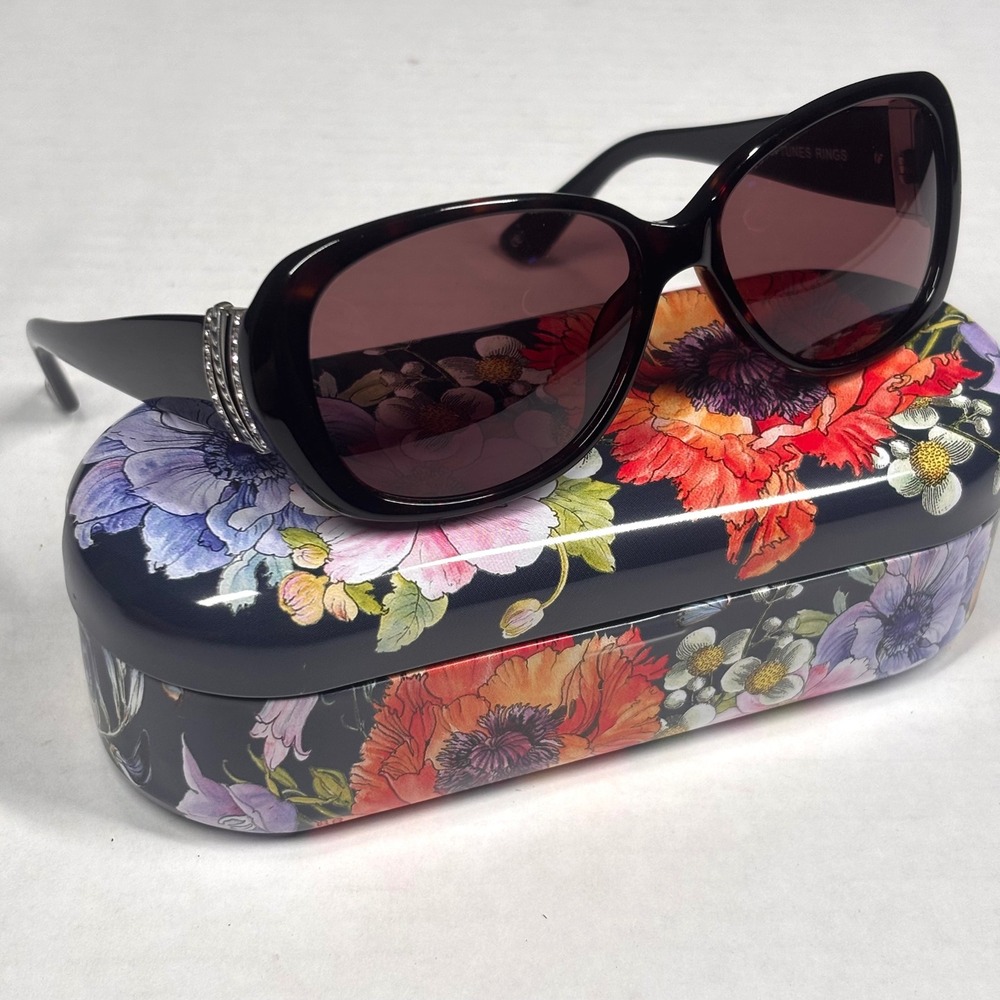 Brighton Neptunes Rings Sunglasses A12537-135 Tortoise Shell Crystal Trim Case